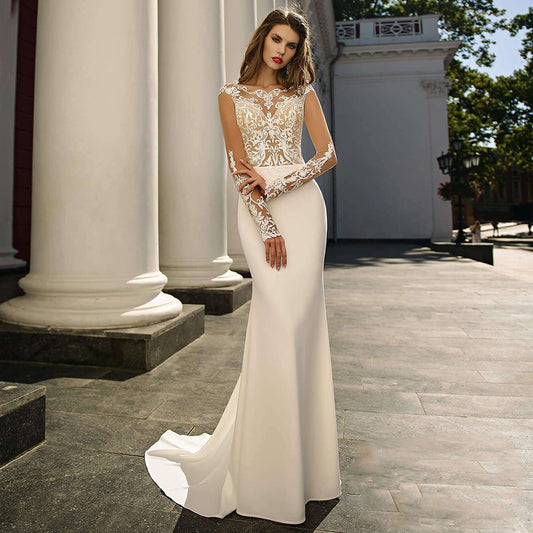 Lace Long Sleeves Mermaid Wedding Dresses Bridal Gowns