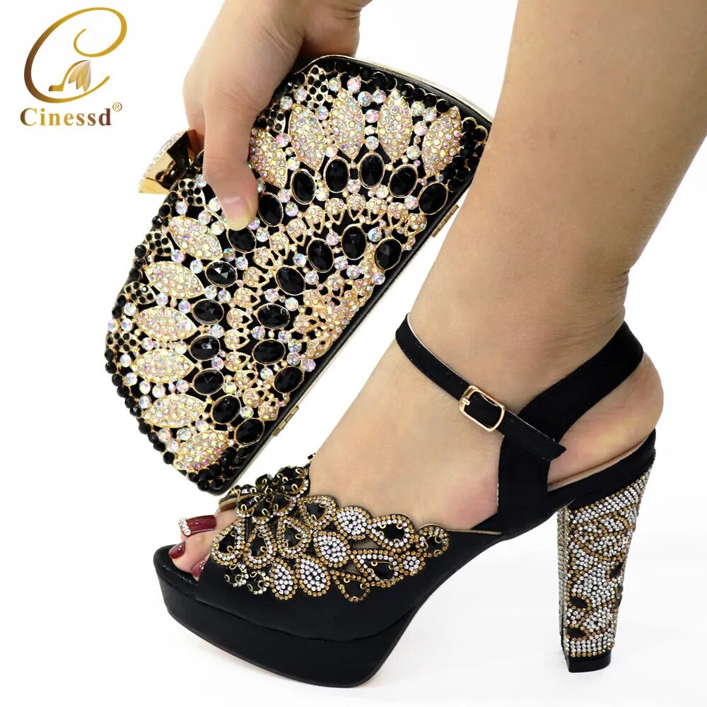 New Arrival African Wedding Shoes and Bag Set