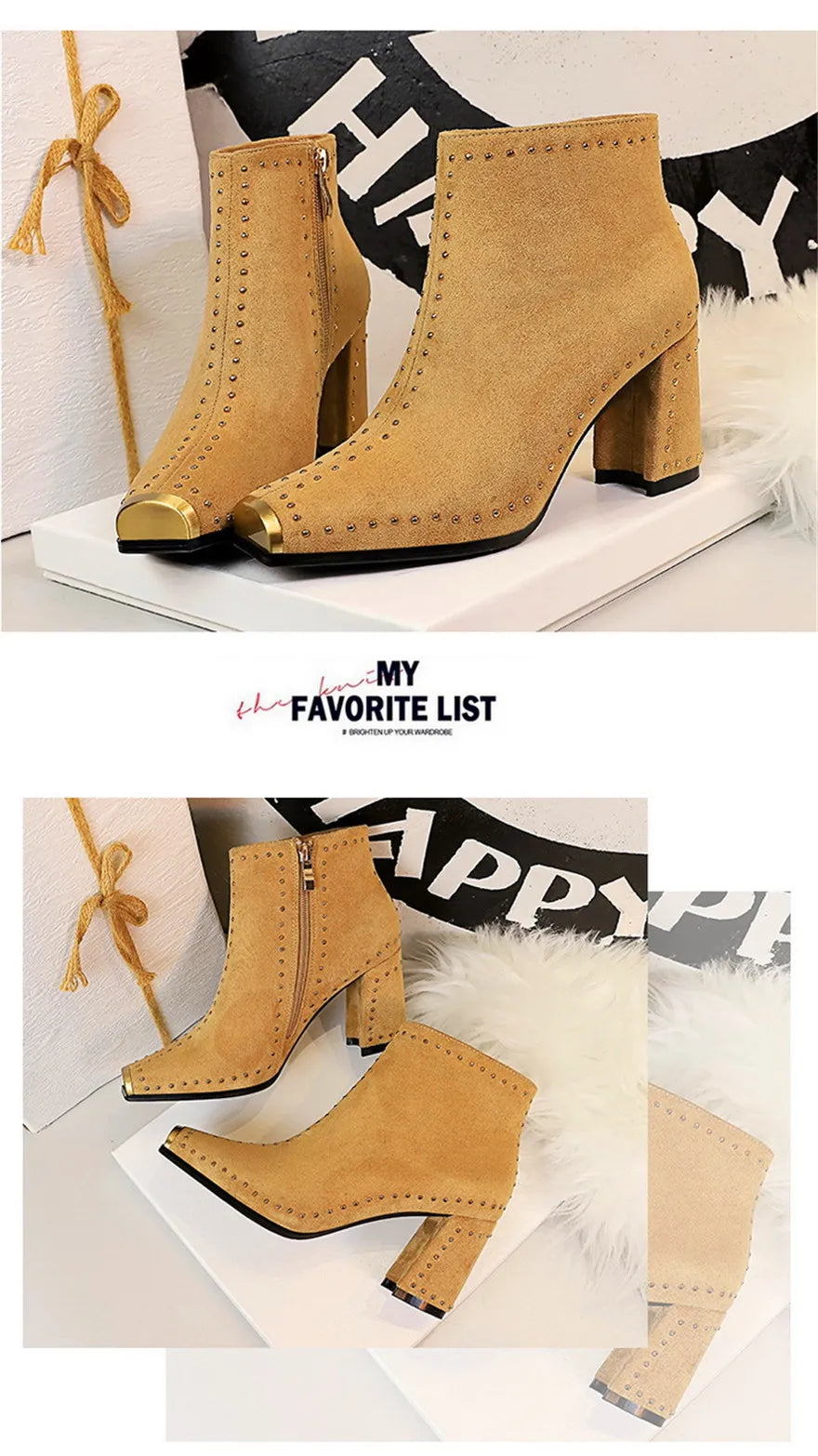 Retro Rivets Women Winter Warm Plush Fashion Short Boots