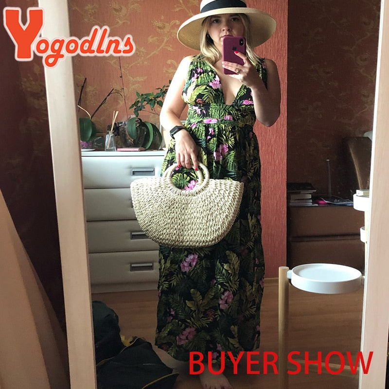 Yogodlns New Fashion MOON Straw Tote Bag