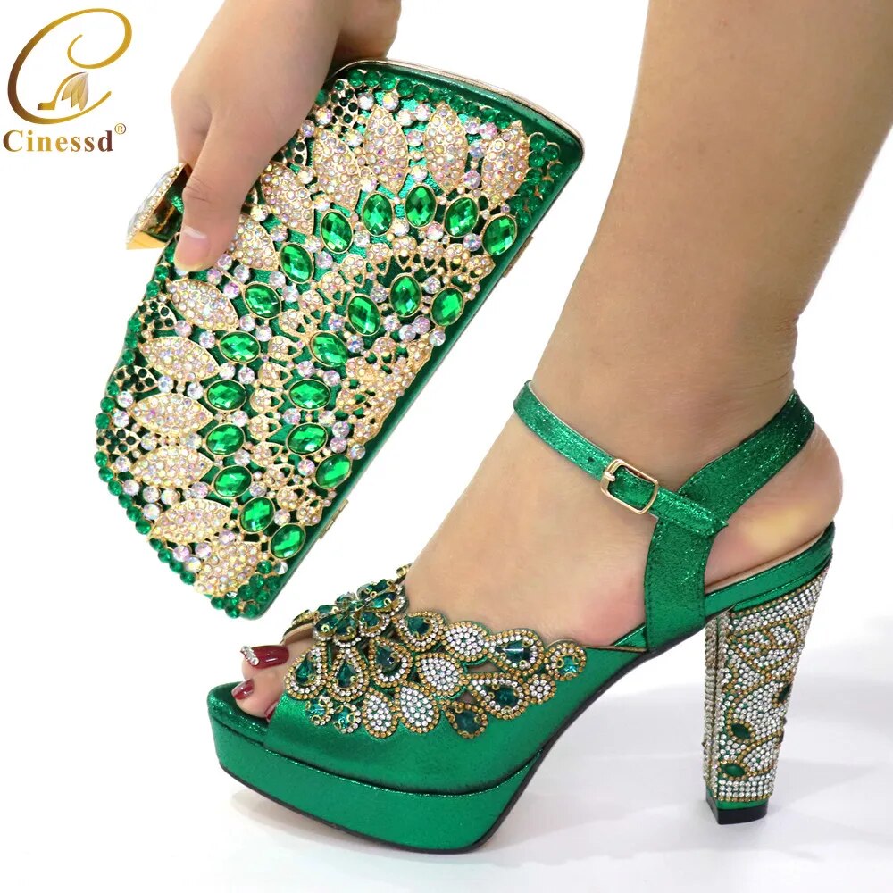 New Arrival African Wedding Shoes and Bag Set