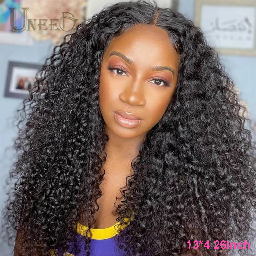 "Mongolian Kinky Curly 13x4 Lace Front Wig 180 Density"