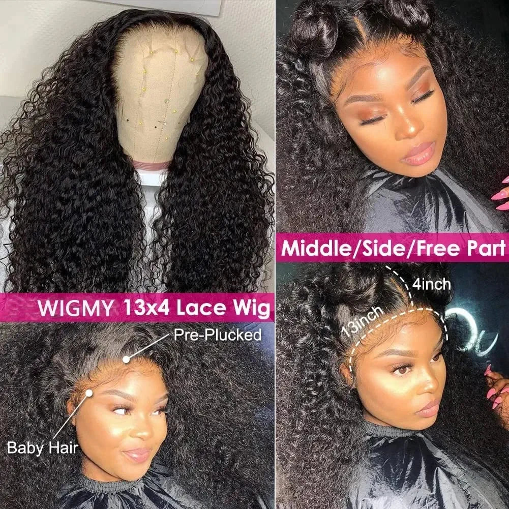 "Mongolian Kinky Curly 13x4 Lace Front Wig 180 Density"