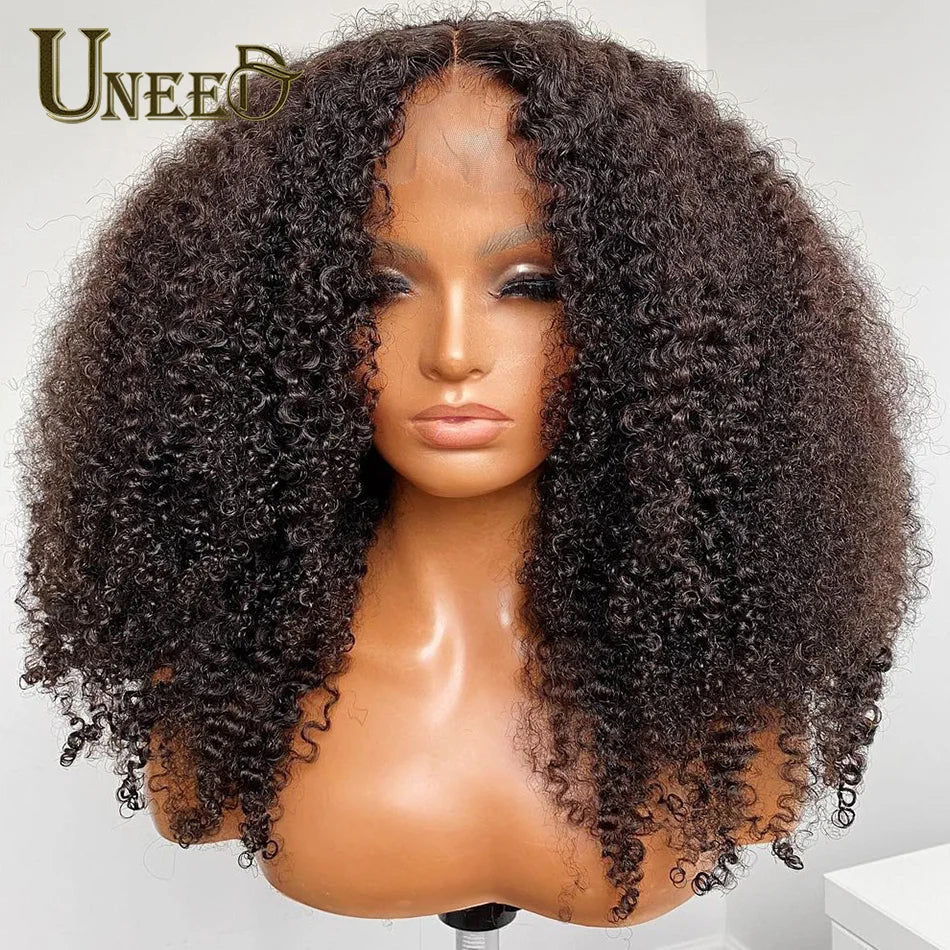 "Mongolian Kinky Curly 13x4 Lace Front Wig 180 Density"