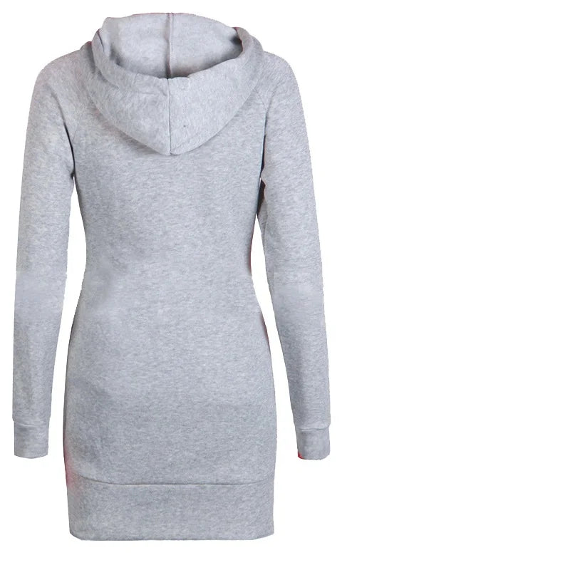 Women's ECG Printed Hoodie Dress - Long Sleeve, Slim Fit, Cotton, S-3XL