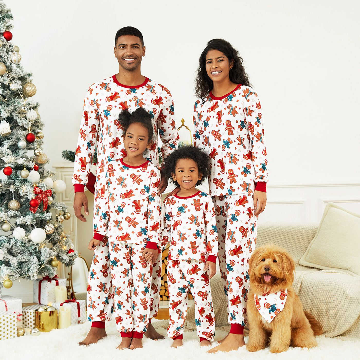 Christmas Cartoon Gingerbread Man Allover Pajamas