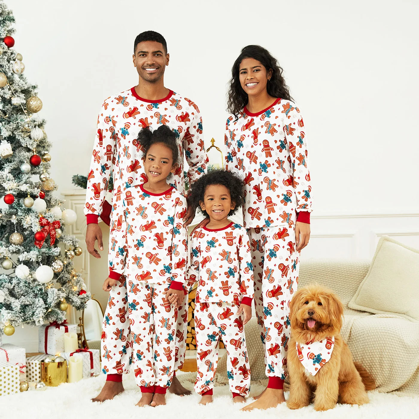 Christmas Cartoon Gingerbread Man Allover Pajamas