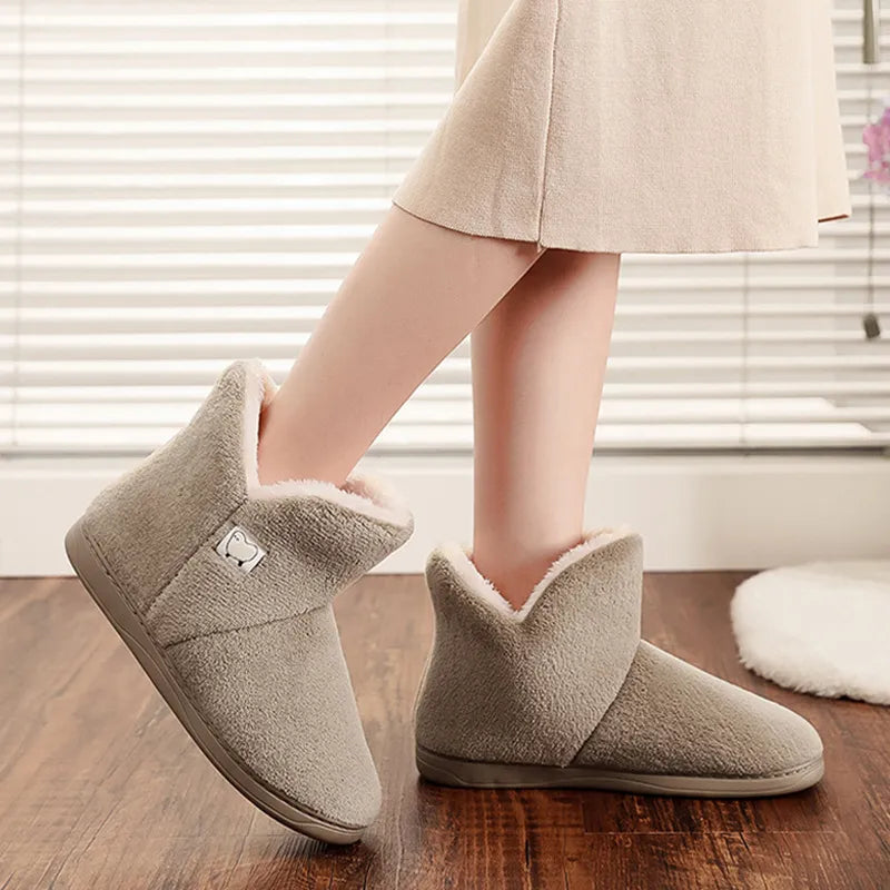 Winter Slippers Warm Plush Slip-on Faux Fur Boots