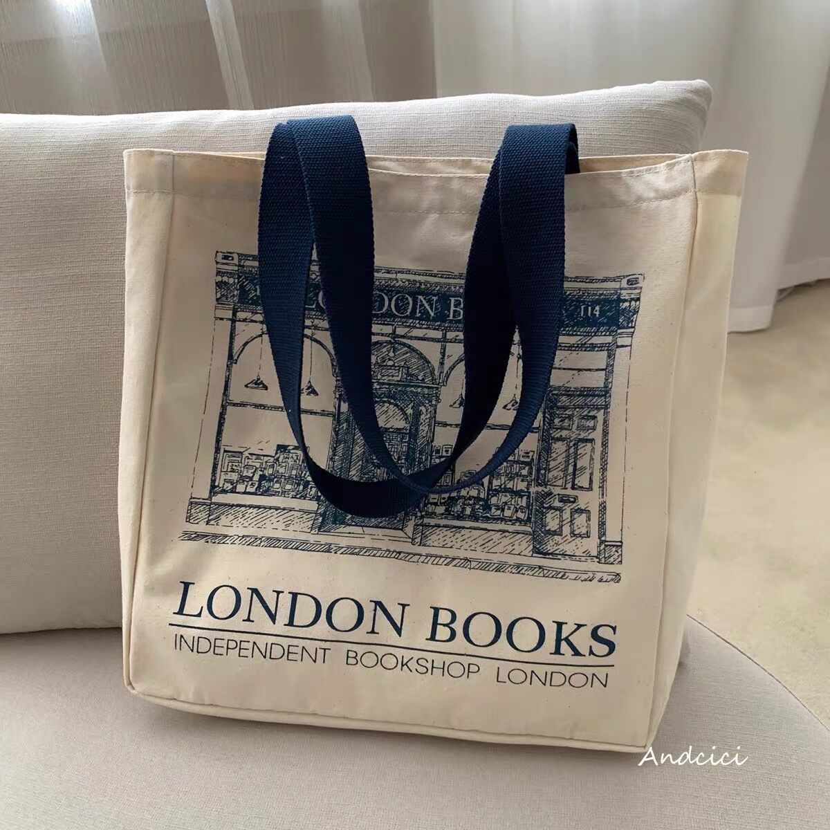 Women Canvas Tote Bag London Books Reusable Large Capacity Cotton Shopping Beach Bag