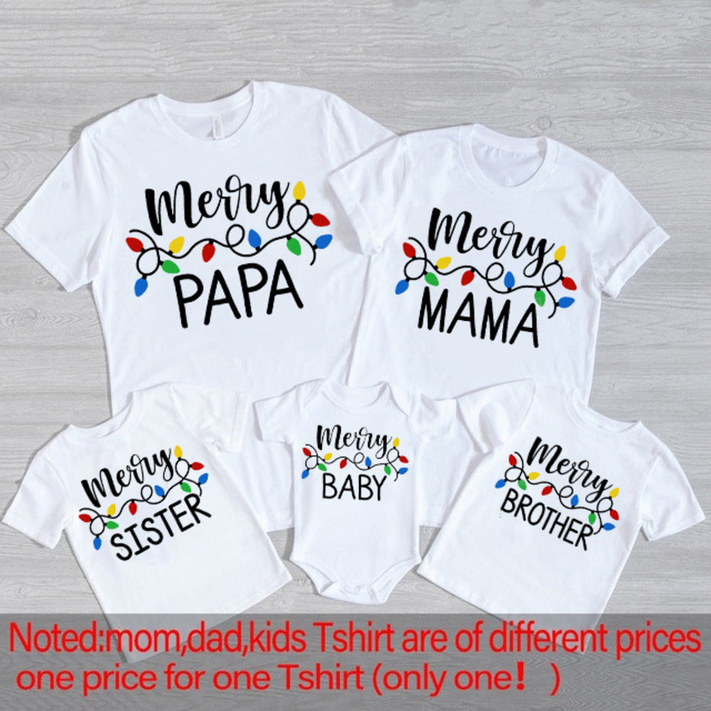 Merry Christmas Family Matching Clothes Party Outfits Tops Baby Jumpsuit Xmas Dad Mom Daughter Son Look T-shirt Holiday T Shirt