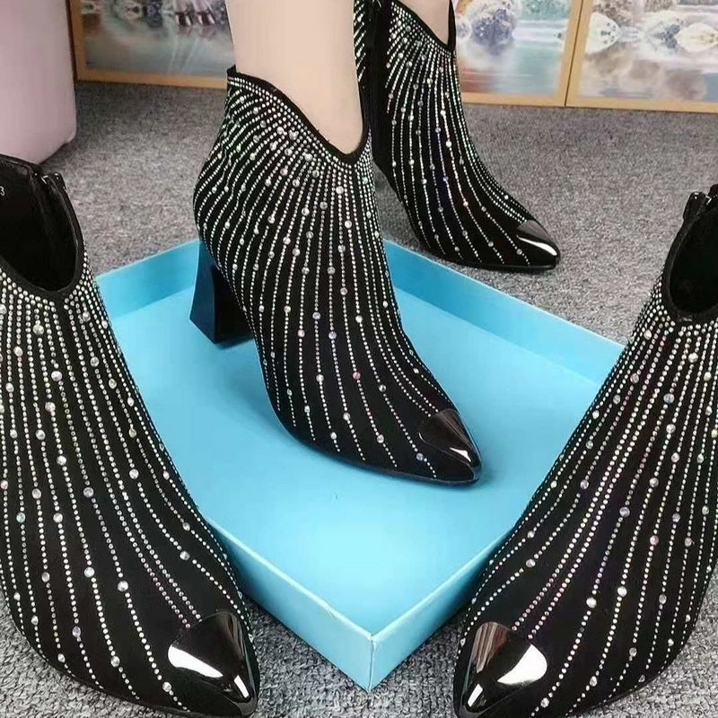 Women Autumn/Winter Fashion Rhinestone Ankle Boots