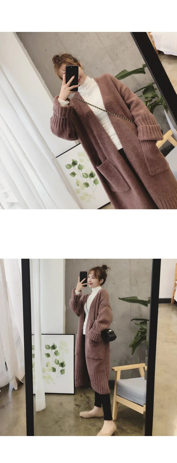 "Women’s Knitted Cardigan - Vintage Long Sweater Coat"