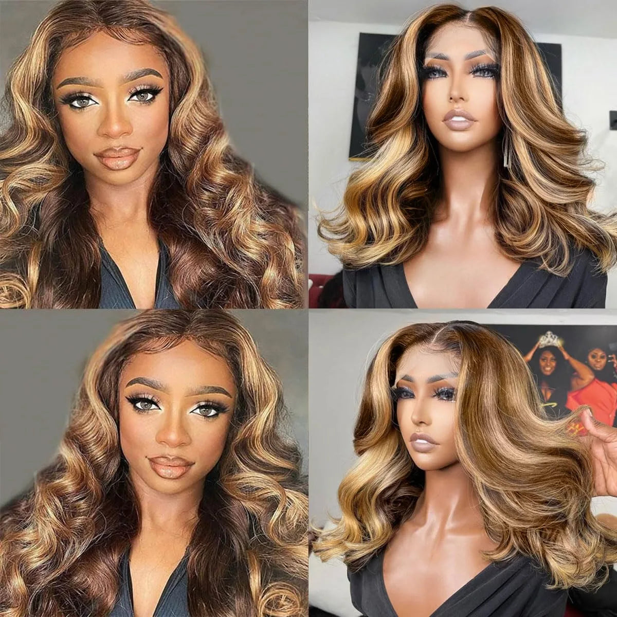 "Honey Blonde Body Wave Bob Lace Front Wig – 13x6 Human Hair"