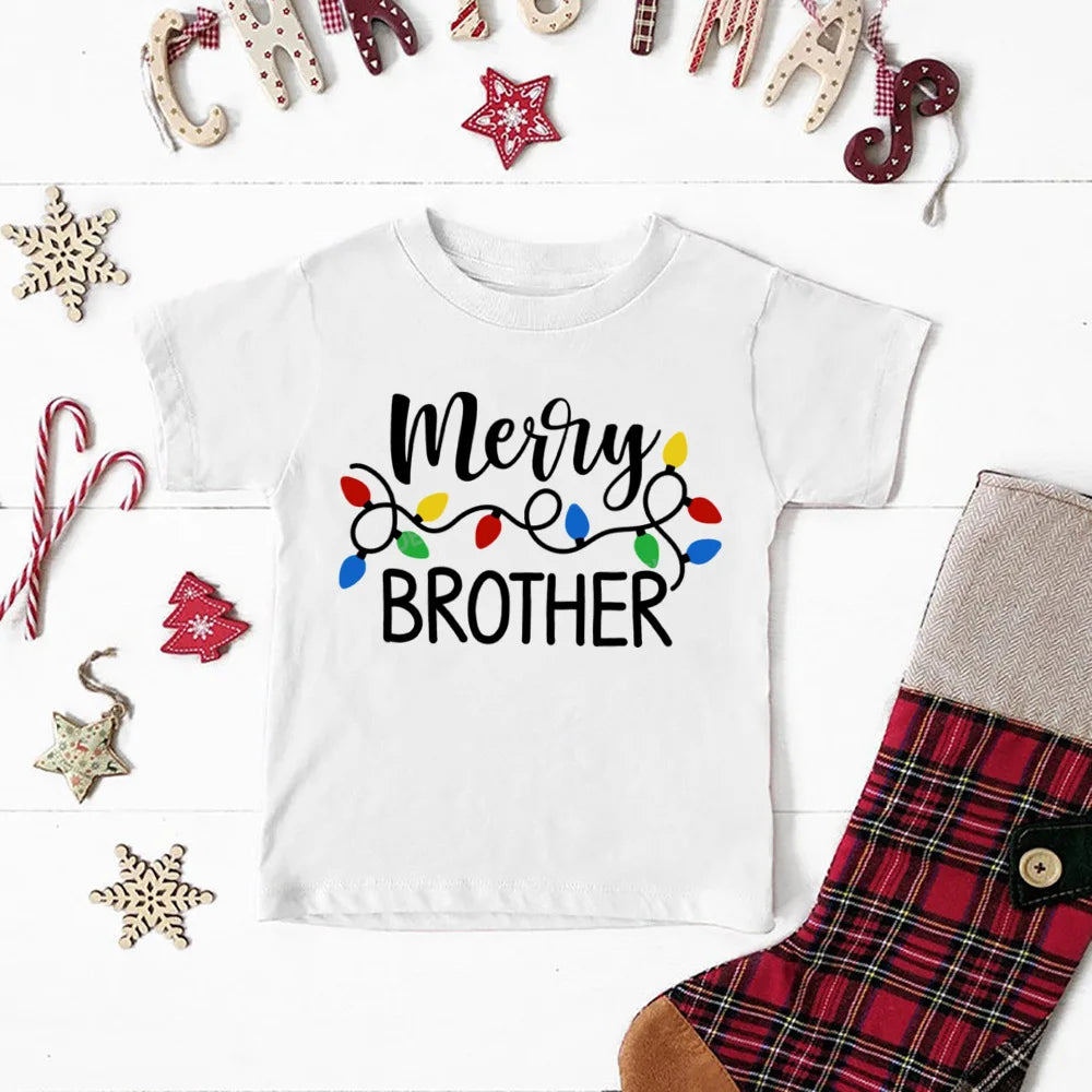 Merry Christmas Family Matching Clothes Party Outfits Tops Baby Jumpsuit Xmas Dad Mom Daughter Son Look T-shirt Holiday T Shirt