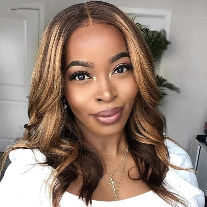 "Honey Blonde Body Wave Bob Lace Front Wig – 13x6 Human Hair"