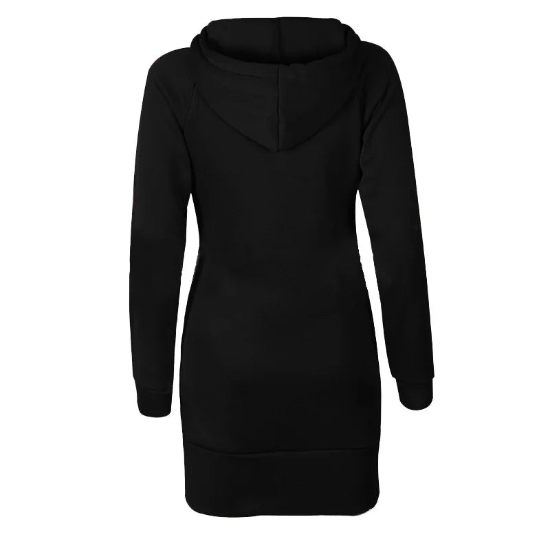 Women's ECG Printed Hoodie Dress - Long Sleeve, Slim Fit, Cotton, S-3XL