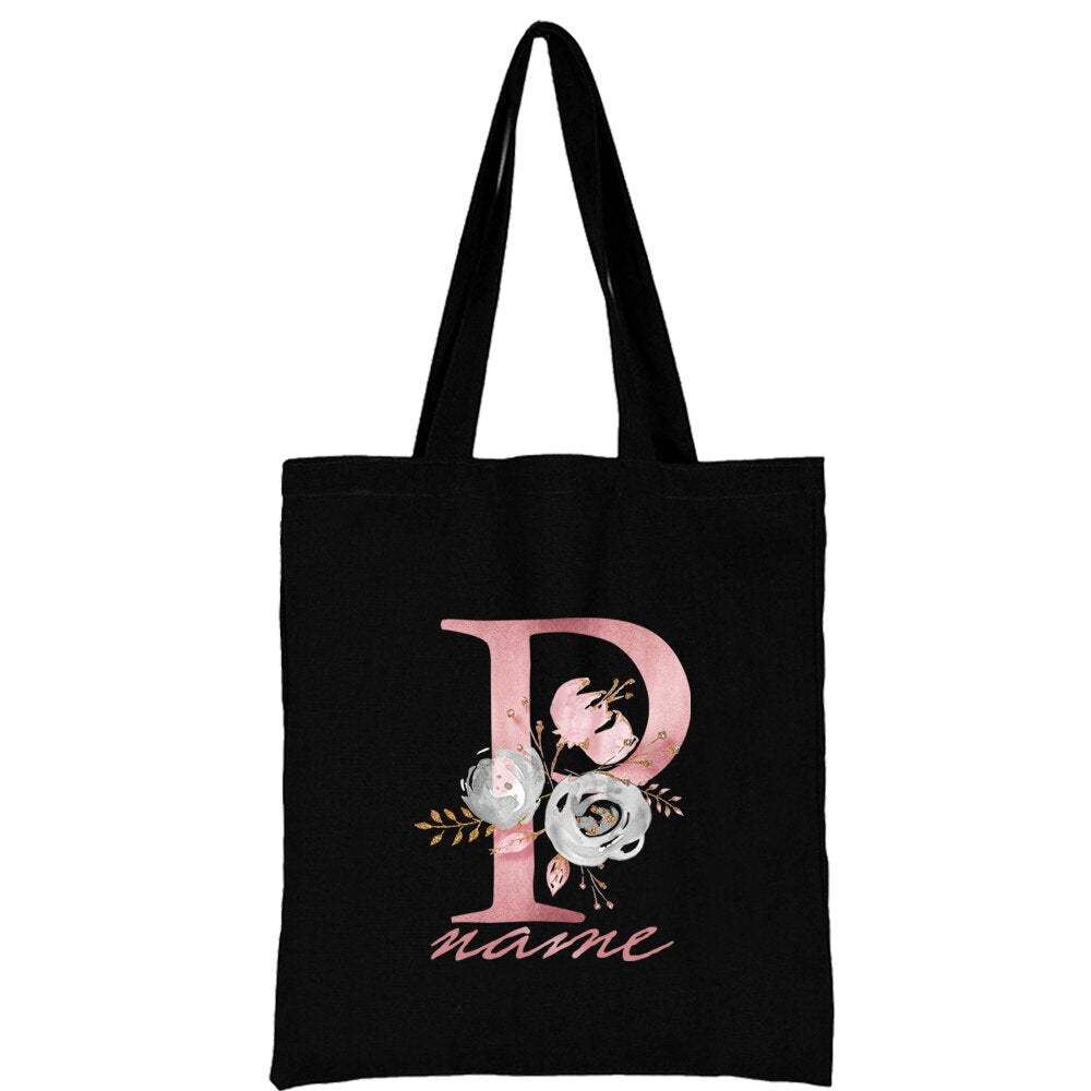 Flower Letter Customize Casual Tote Bag