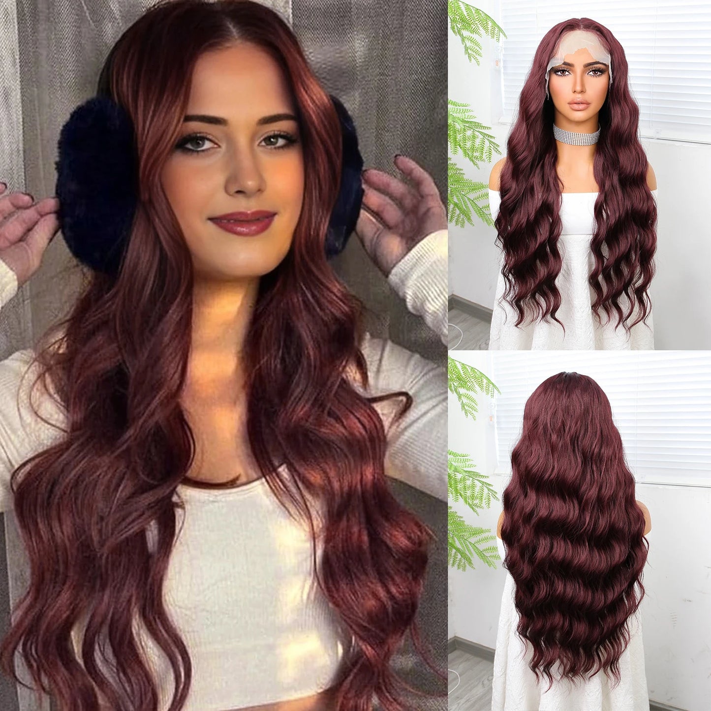 "Ombre 28'' Wavy Grey Lace Front Wig - Synthetic, Heat-Resistant"