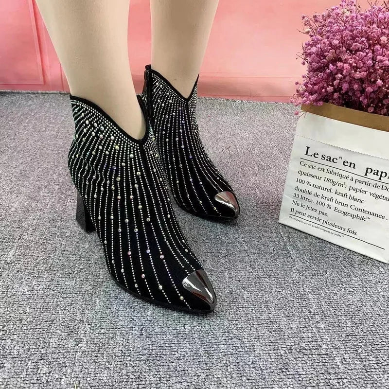 Women Autumn/Winter Fashion Rhinestone Ankle Boots