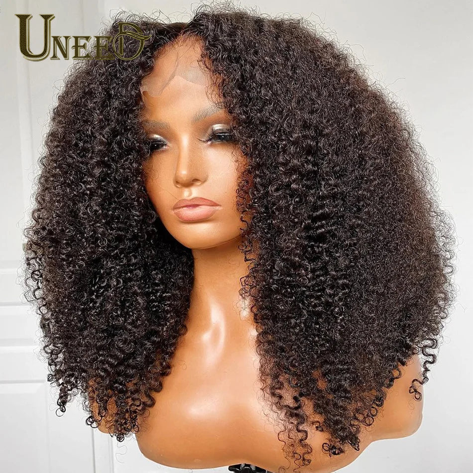 "Mongolian Kinky Curly 13x4 Lace Front Wig 180 Density"