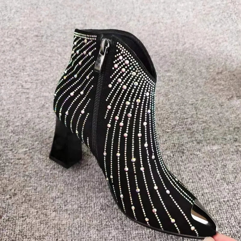 Women Autumn/Winter Fashion Rhinestone Ankle Boots