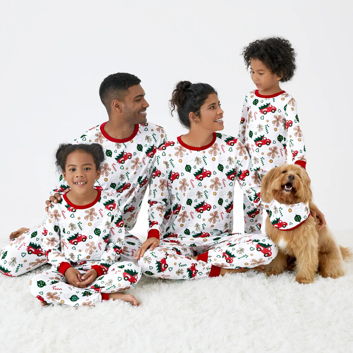 Christmas Family Matching Allover Red Truck Pajamas Sets