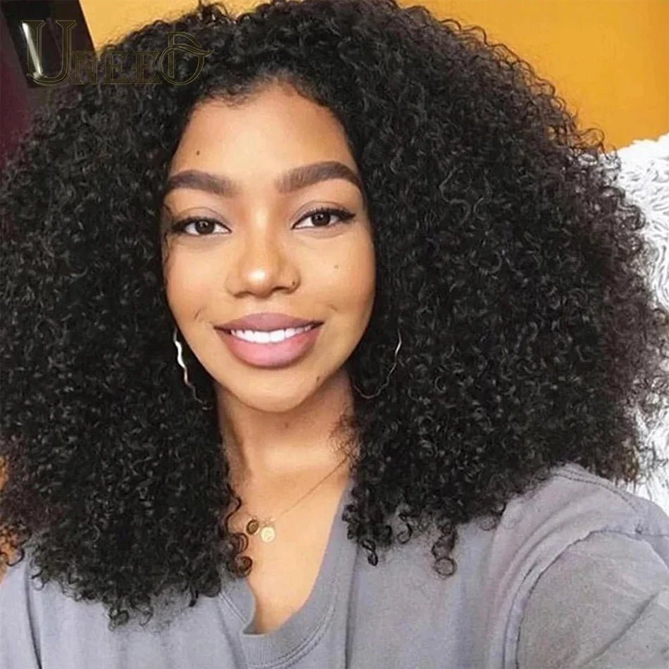 "Mongolian Kinky Curly 13x4 Lace Front Wig 180 Density"