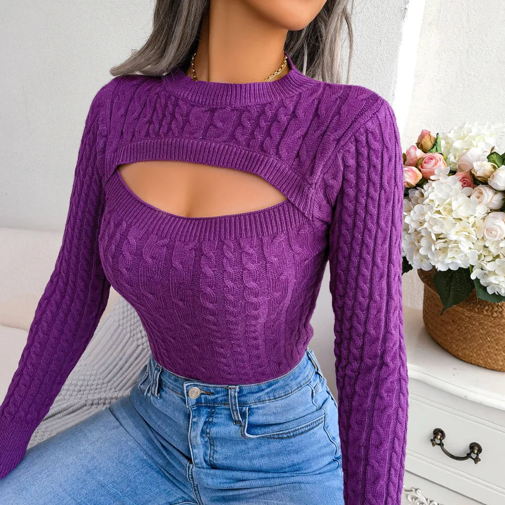 Women's Sexy Hollow Long Sleeve Sweater