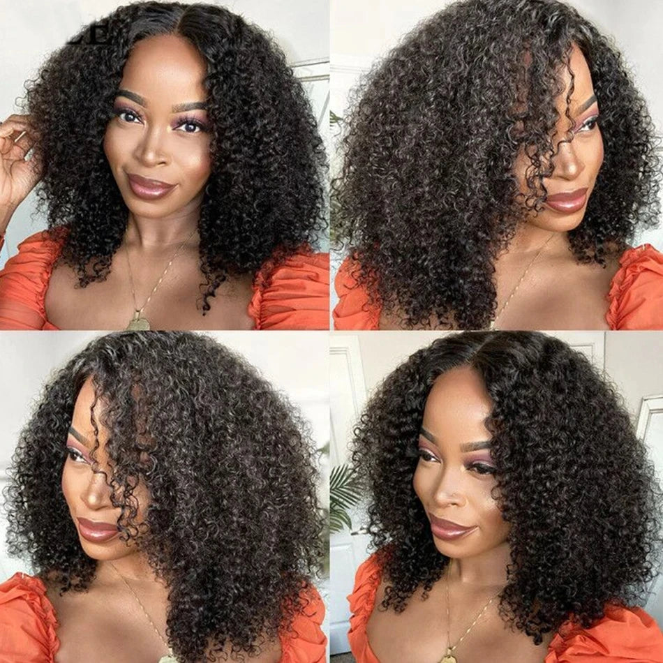 "Mongolian Kinky Curly 13x4 Lace Front Wig 180 Density"