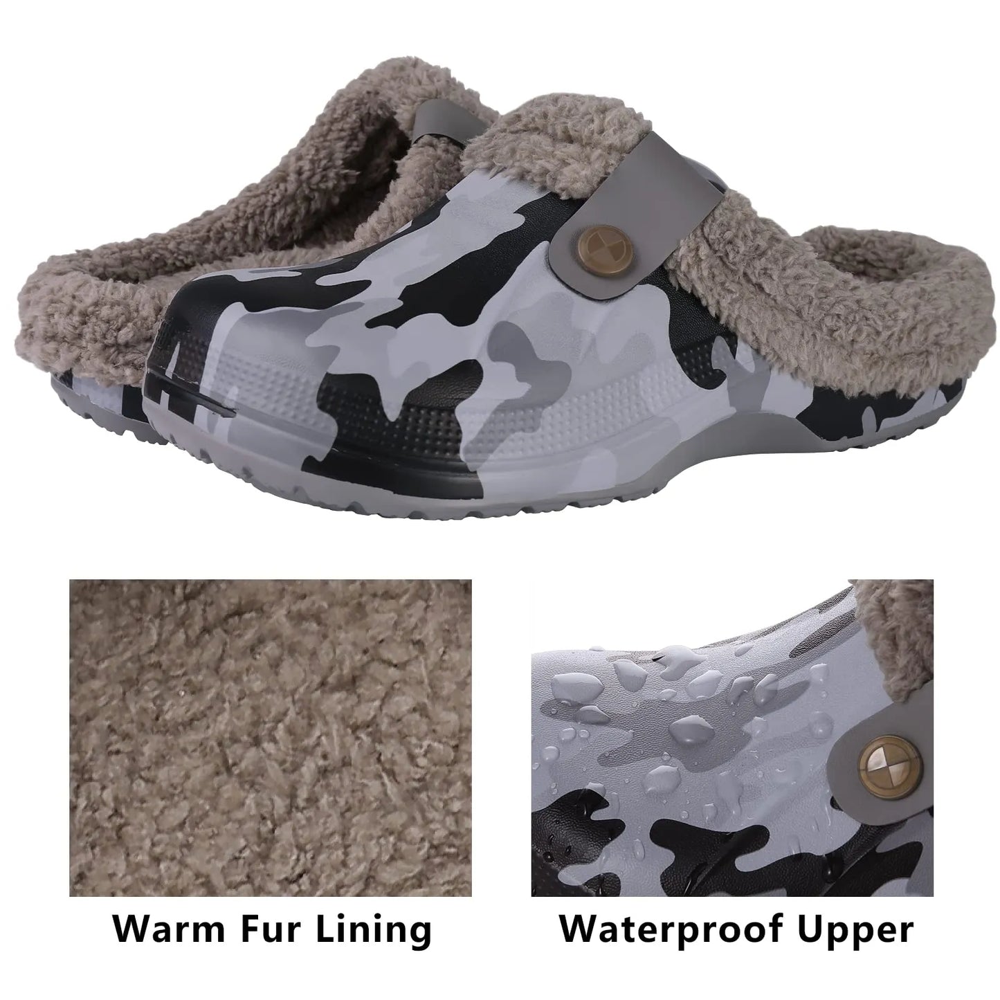 Shevalues Plush Fur Clogs Slippers Multi-Use Indoor Home Shoes