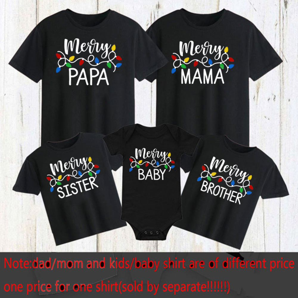 Merry Christmas Family Matching Clothes Party Outfits Tops Baby Jumpsuit Xmas Dad Mom Daughter Son Look T-shirt Holiday T Shirt