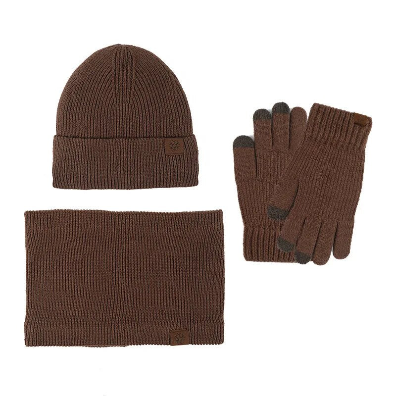 3pcs winter scarf hat glove sets for women