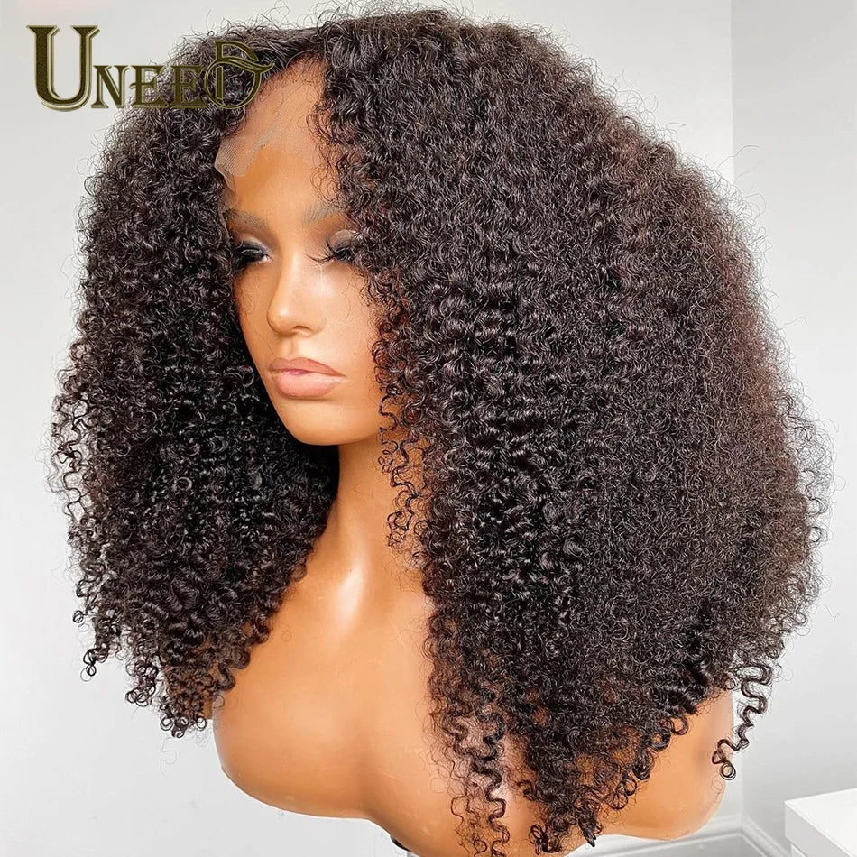 "Mongolian Kinky Curly 13x4 Lace Front Wig 180 Density"