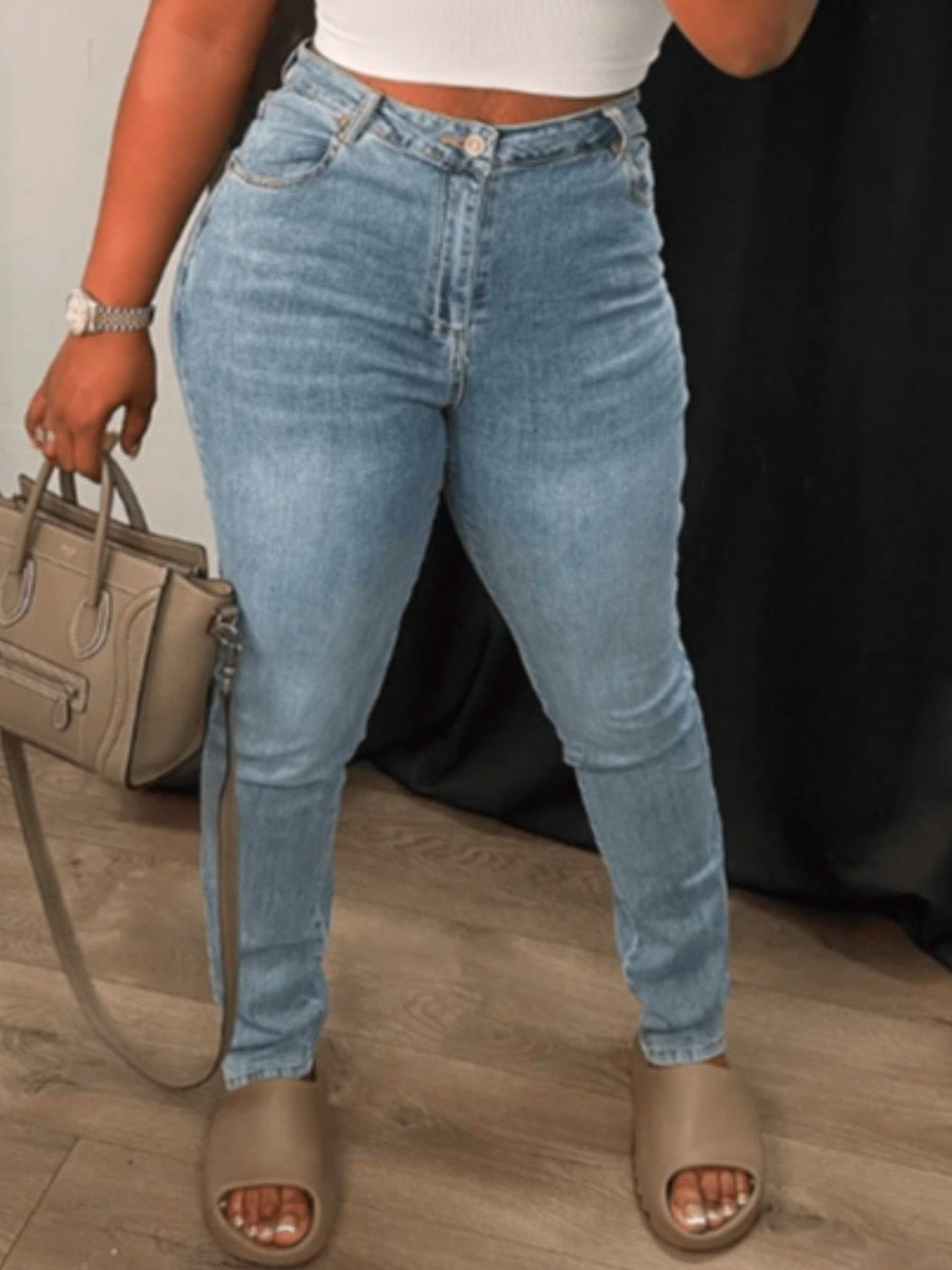 LW Mid Waist Cut Out Stretchy Jeans