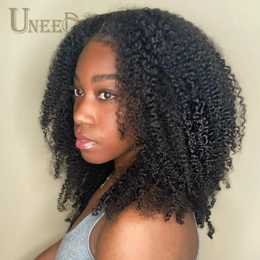 "Mongolian Kinky Curly 13x4 Lace Front Wig 180 Density"