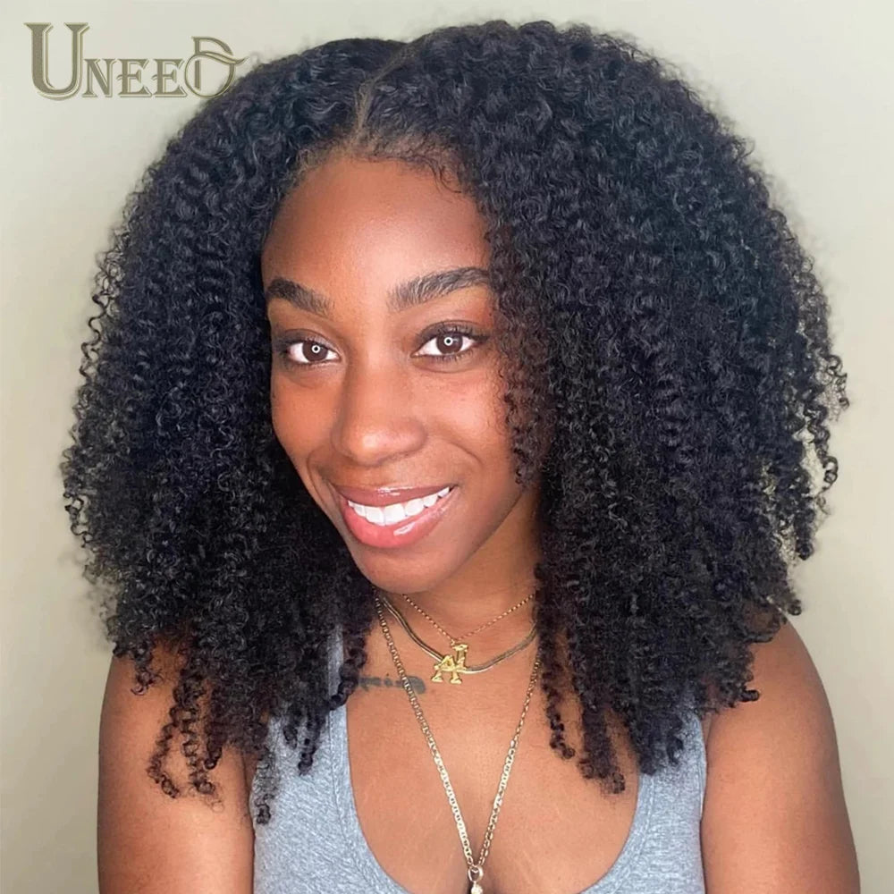 "Mongolian Kinky Curly 13x4 Lace Front Wig 180 Density"