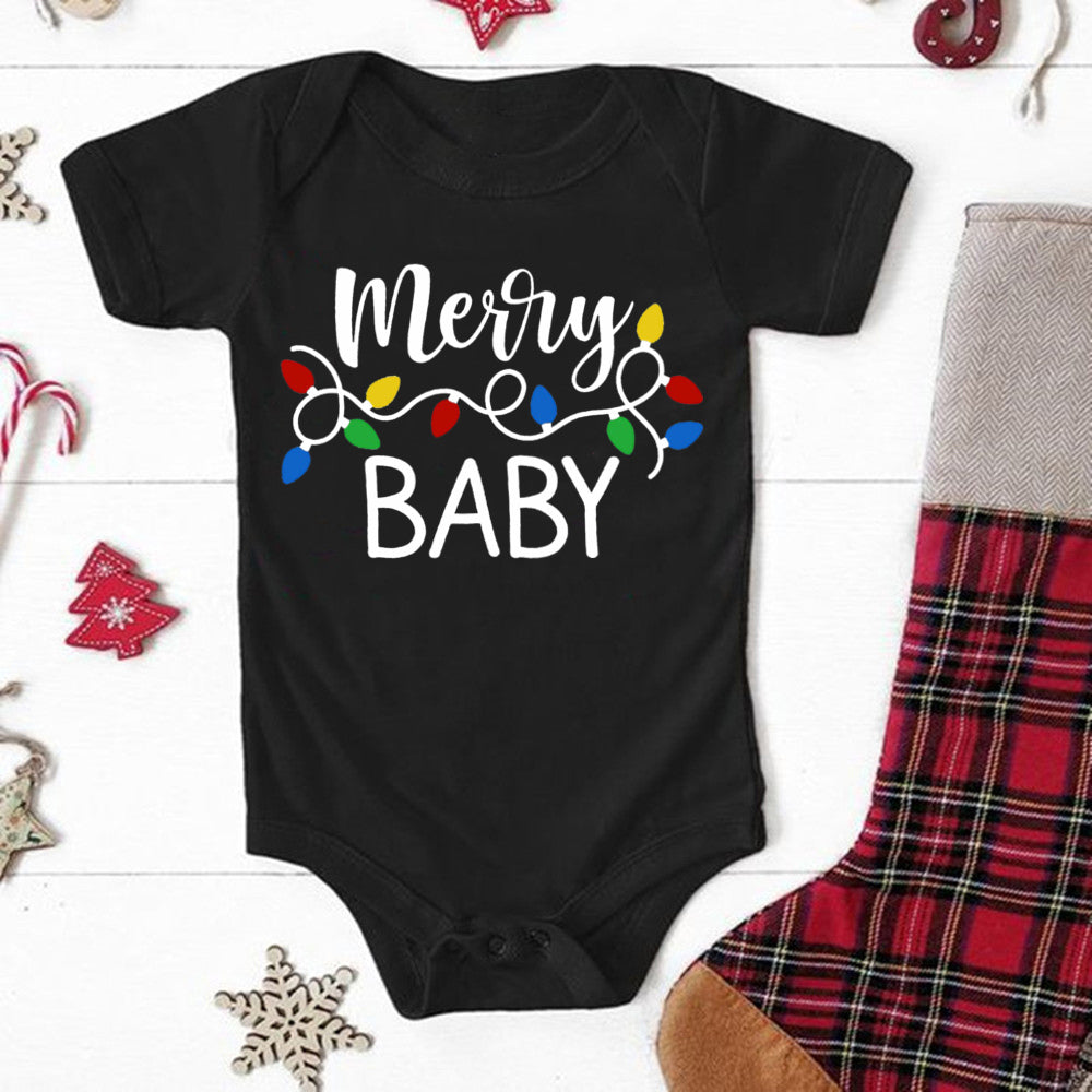 Merry Christmas Family Matching Clothes Party Outfits Tops Baby Jumpsuit Xmas Dad Mom Daughter Son Look T-shirt Holiday T Shirt