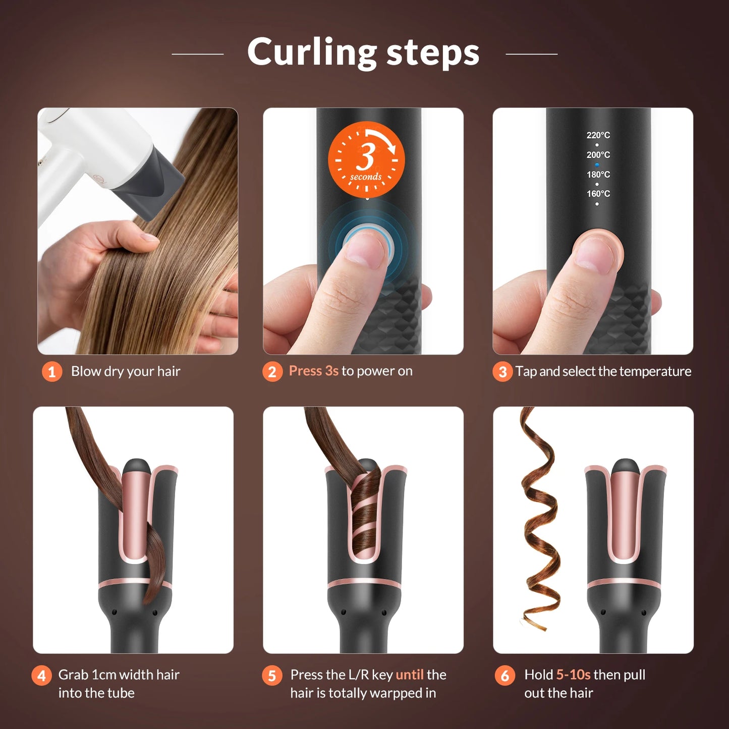 Automatic Hair Curler for Wavy and Crimped Styles