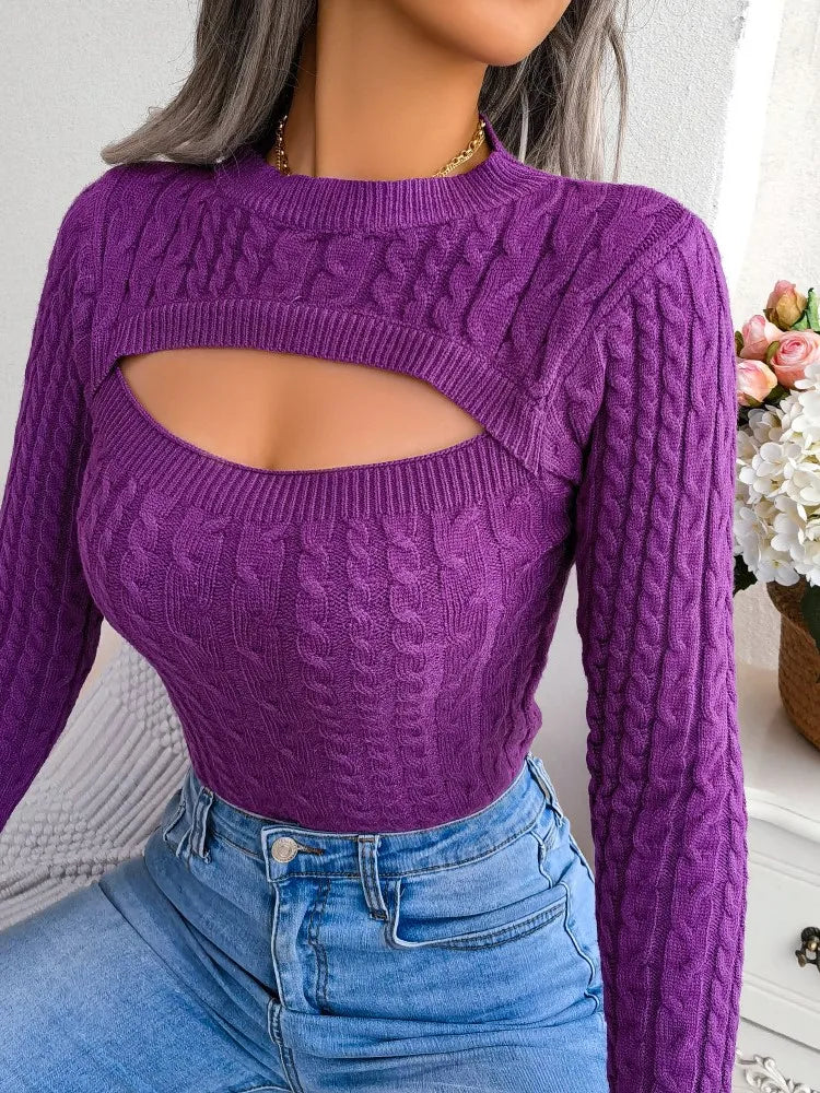 Women's Sexy Hollow Long Sleeve Sweater