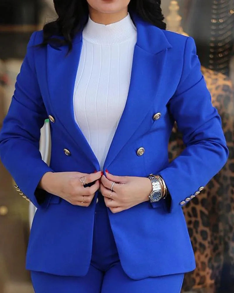 2pcs Women Office Clothing Set Long Sleeve Blazer Jacket