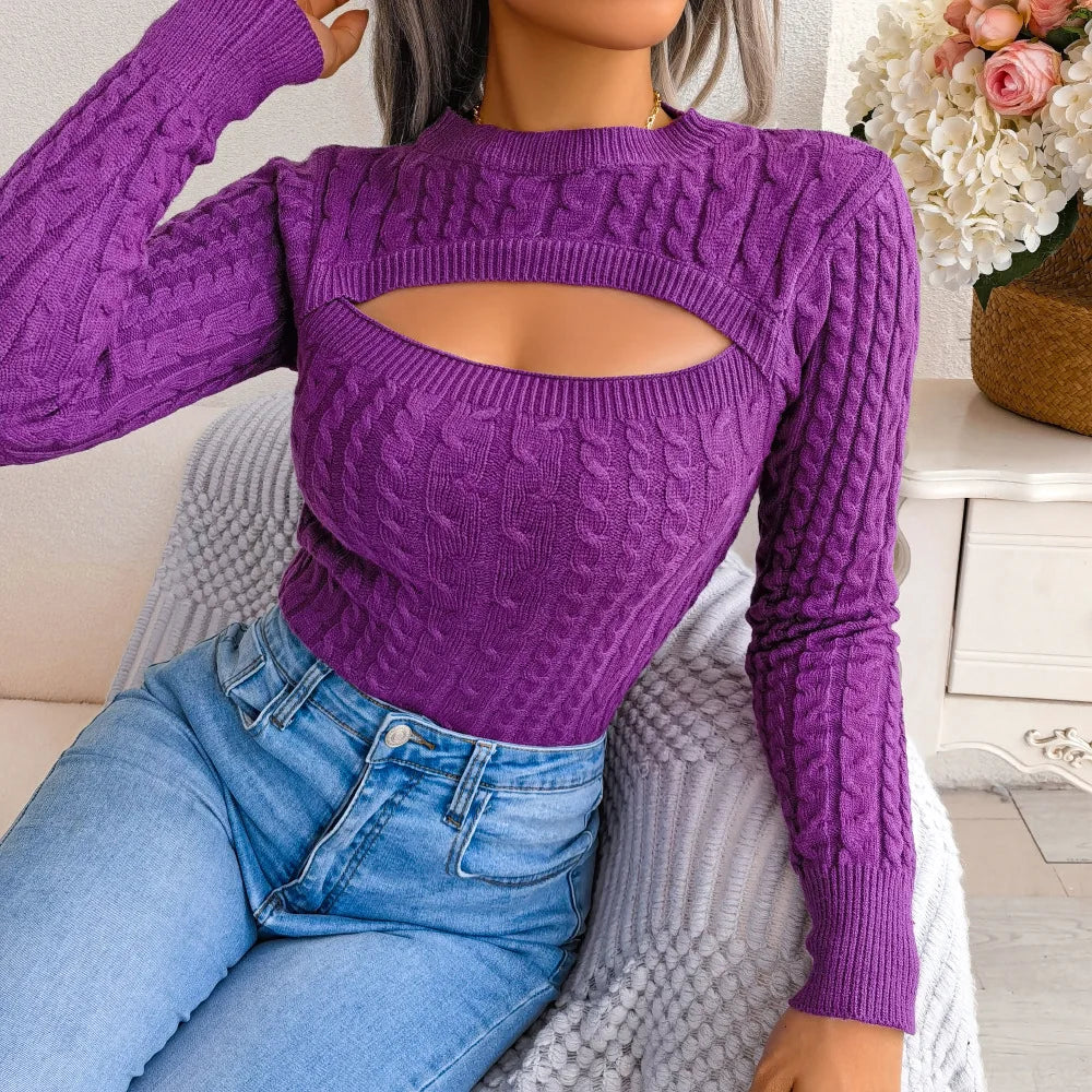 Women's Sexy Hollow Long Sleeve Sweater