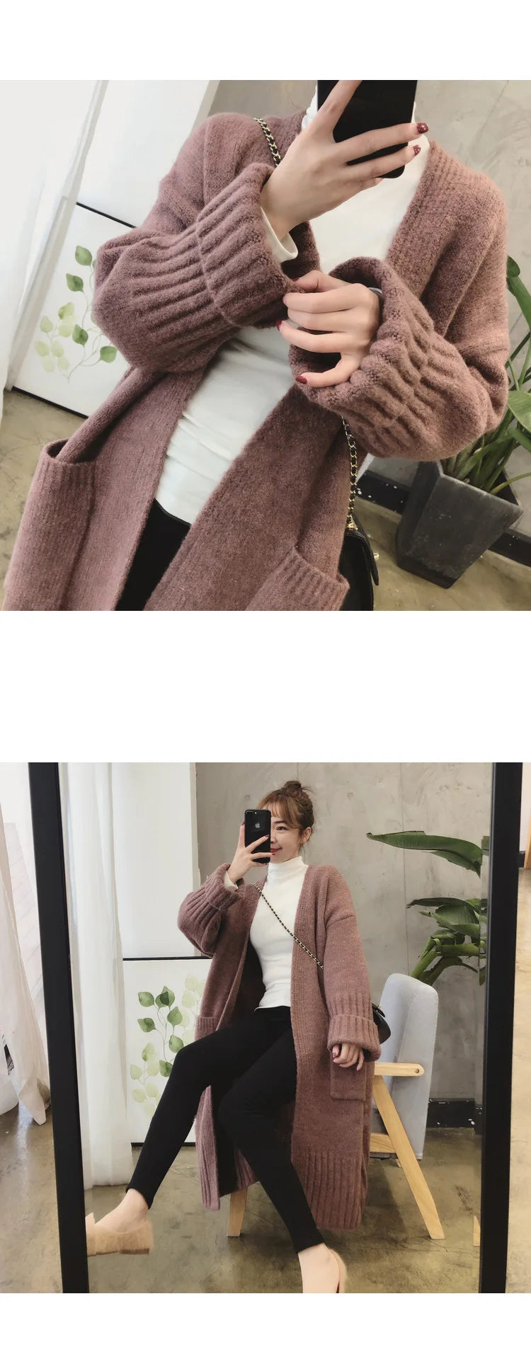 "Women’s Knitted Cardigan - Vintage Long Sweater Coat"