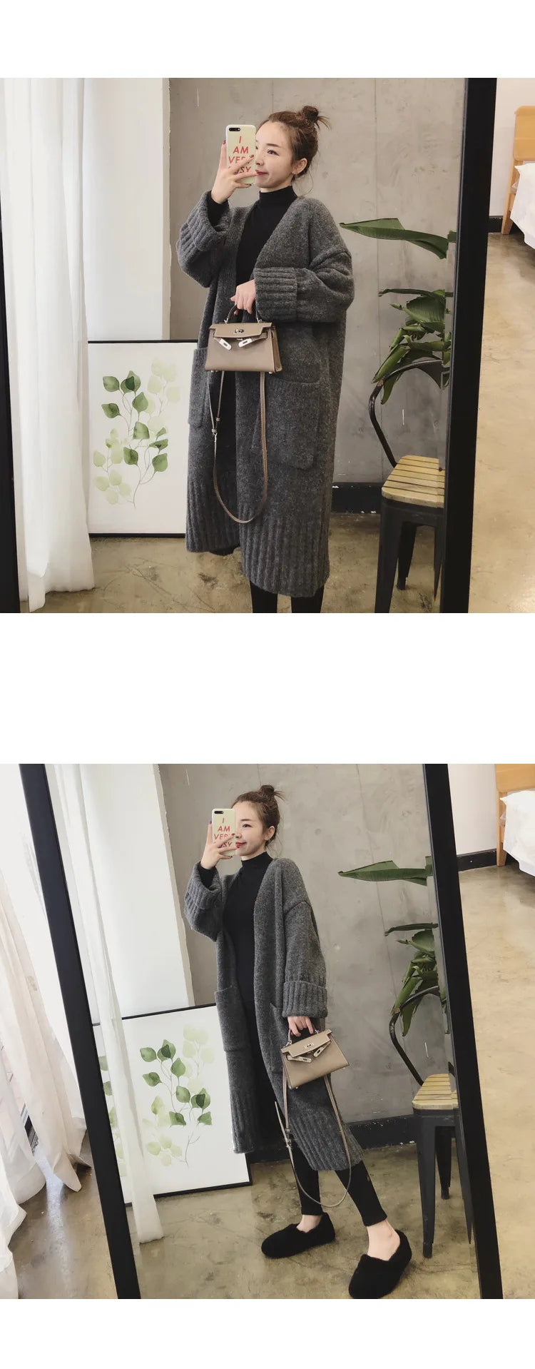 "Women’s Knitted Cardigan - Vintage Long Sweater Coat"