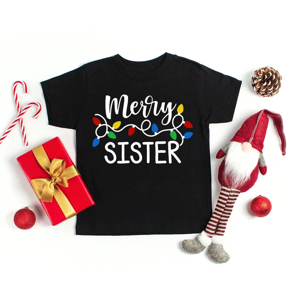 Merry Christmas Family Matching Clothes Party Outfits Tops Baby Jumpsuit Xmas Dad Mom Daughter Son Look T-shirt Holiday T Shirt