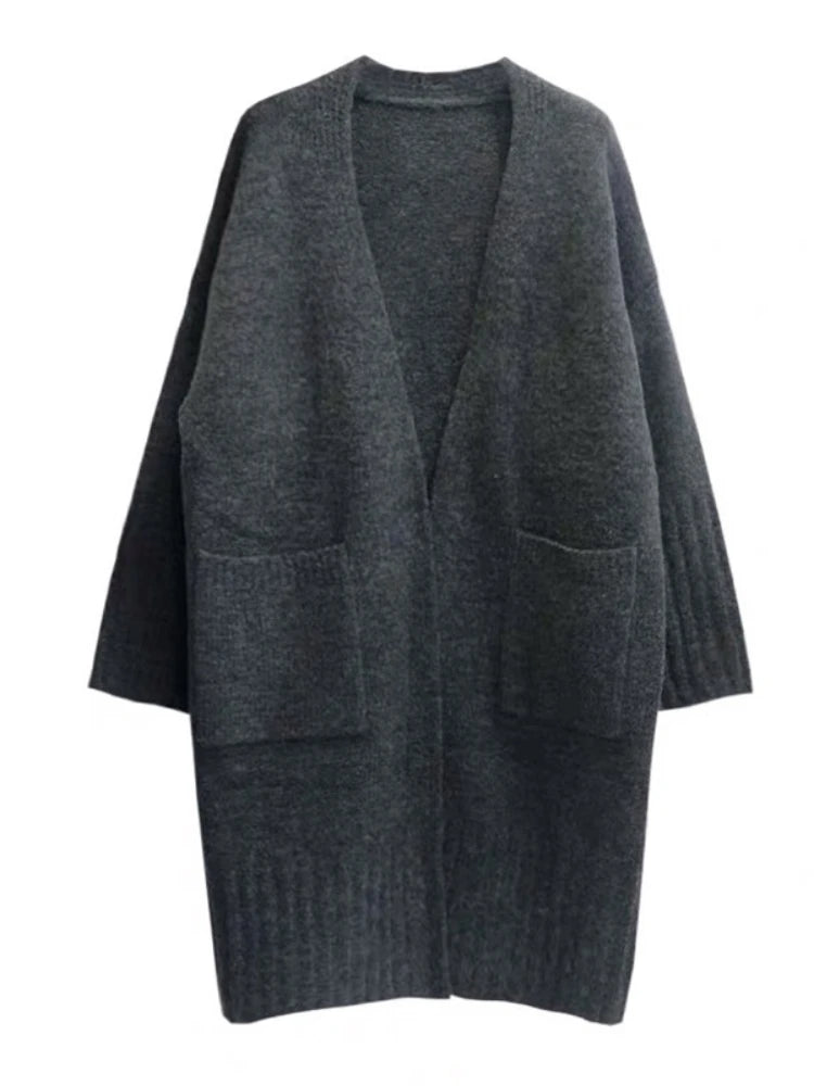 "Women’s Knitted Cardigan - Vintage Long Sweater Coat"