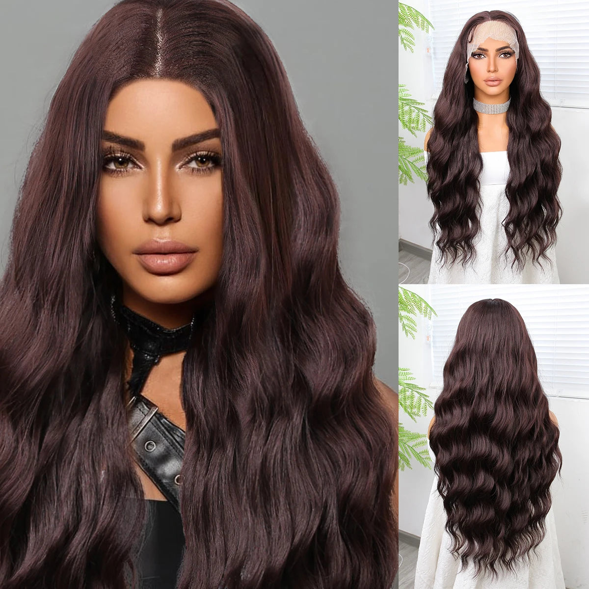 "Ombre 28'' Wavy Grey Lace Front Wig - Synthetic, Heat-Resistant"