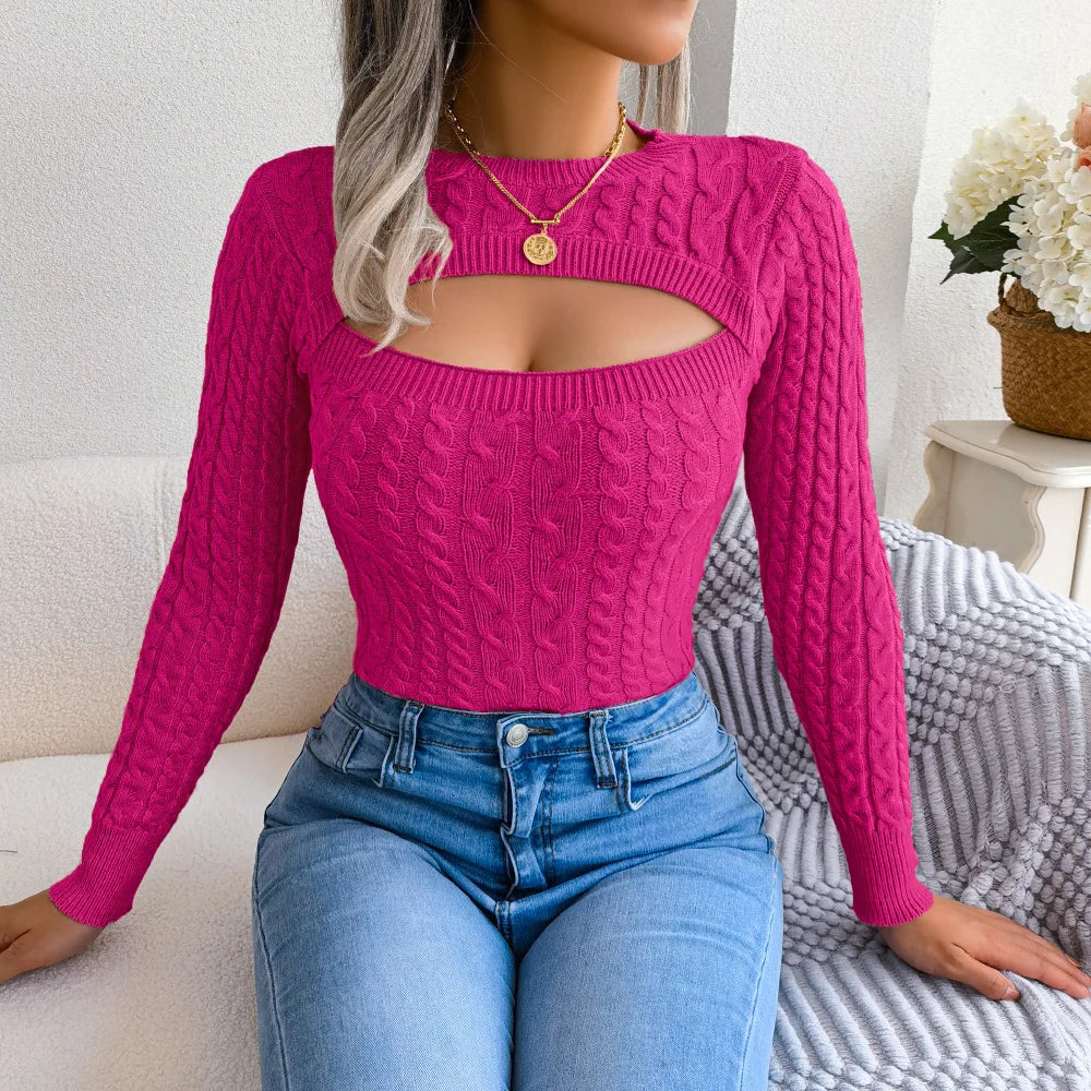 Women's Sexy Hollow Long Sleeve Sweater