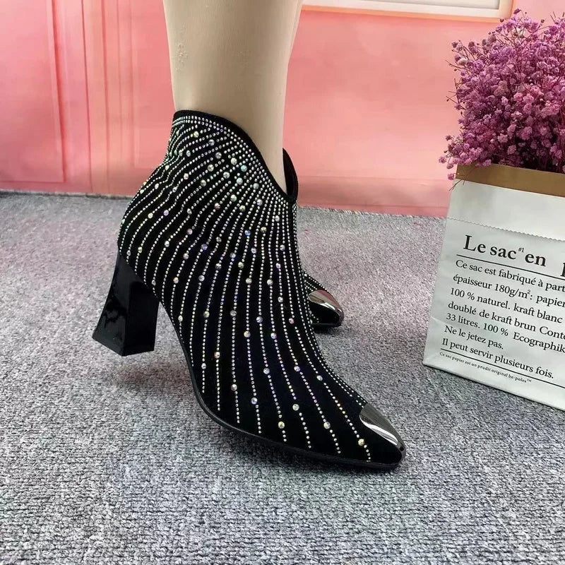 Women Autumn/Winter Fashion Rhinestone Ankle Boots