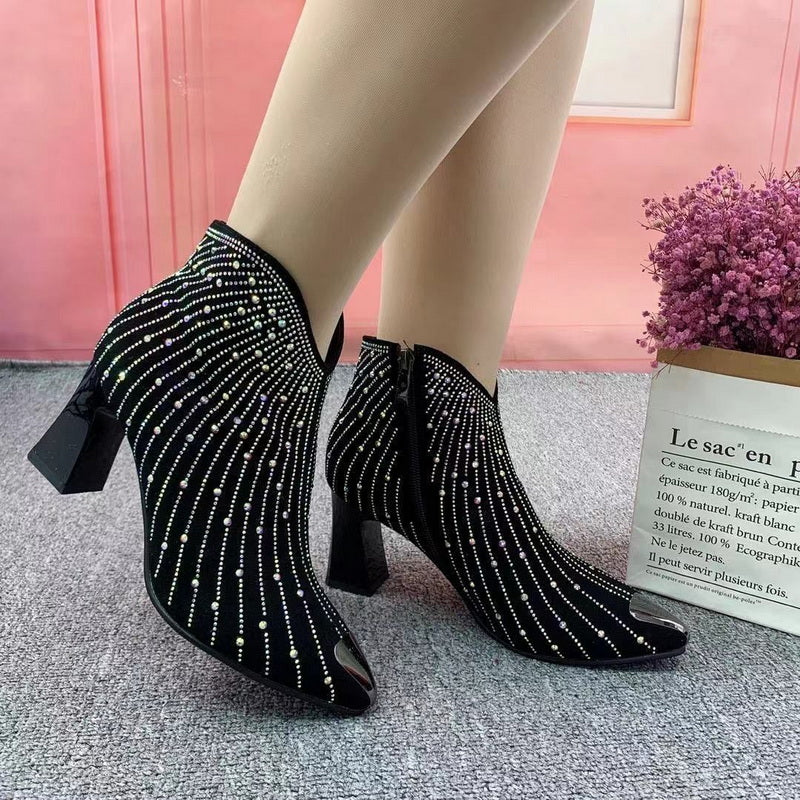 Women Autumn/Winter Fashion Rhinestone Ankle Boots