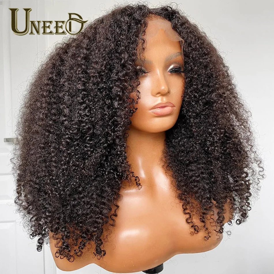 "Mongolian Kinky Curly 13x4 Lace Front Wig 180 Density"